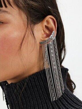 NWT Free People Disco Ear Climbers in Silver